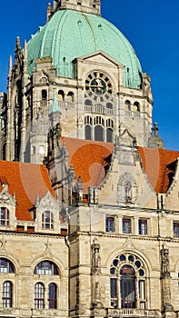 Hanover Maschpark new town hall beautiful clock and house facade