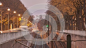 The Hanover Stadtbahn - light rail system in the city of Hanover, Lower Saxony, Germany. Time lapse.