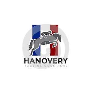 Hanovery logo, horse racing with france flags vector