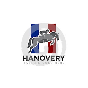 Hanovery logo, horse racing with france flags vector photo