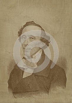 Hans Cristian Andersen sepia engraving portrait