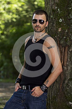 Hansom young man in forest