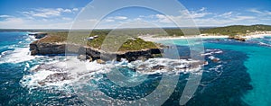 Hanson Bay coastline aerial panorama. Kangaroo Island, South Australia.