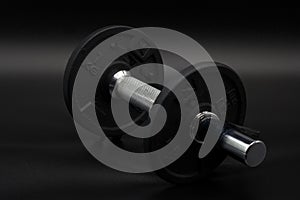 Hantle weight sport gym fitness black background