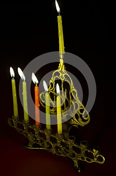 Hanuka candles in hanukkiya