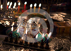 Hanuka lights with artistic candle holder