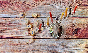 Hanukah candles celebrating the Jewish holiday