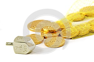 Hanukah Dreidel & Gelt Bag