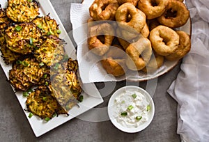 Hanukah Holiday: traditional food symbols: , `Sfinj ` - Moroccan Donuts and potato latkes.