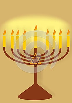 Hanukiah with candles