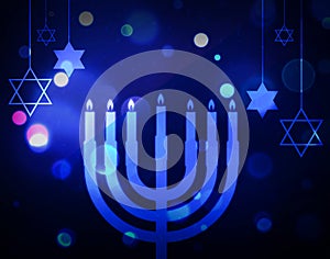 Hanukkah Abstract Background Jewish Holiday . Happy Hanukkah Wallpaper with glowing bokeh