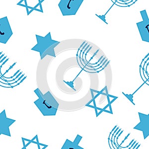 hanukkah background of menorah and dreidels photo