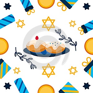 hanukkah background sufganiyot