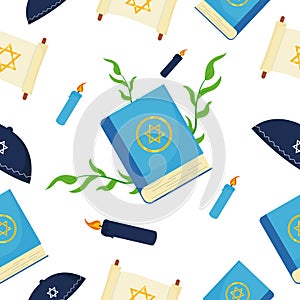 hanukkah background with torah books photo