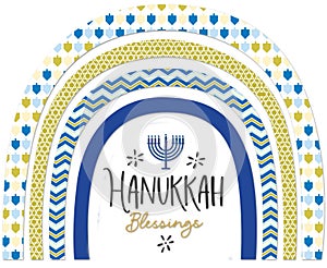 Hanukkah Blessings Rainbow with a Minorah