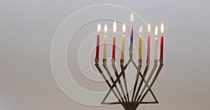 Hanukkah a burning menorah symbol of Judaism traditional holiday