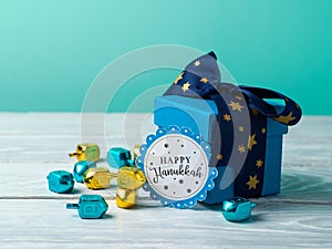 Hanukkah celebration with gift box