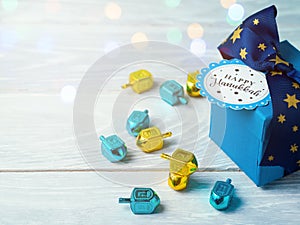 Hanukkah celebration with gift box
