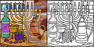 Hanukkah Chalice and Oil Decanter Illustration