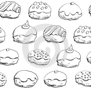 Hanukkah donuts seamless pattern