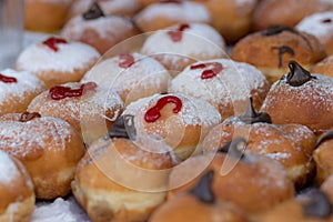 Hanukkah donuts sufgania are delicious and sweet in honor of Chanukah the winter Jewish holiday