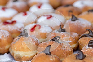 Hanukkah donuts sufgania are delicious and sweet in honor of Chanukah the winter Jewish holiday