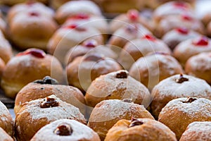 Hanukkah donuts sufgania are delicious and sweet in honor of Chanukah the winter Jewish holiday