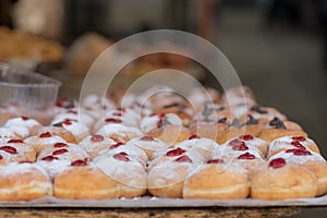 Hanukkah donuts sufgania are delicious and sweet in honor of Chanukah the winter Jewish holiday