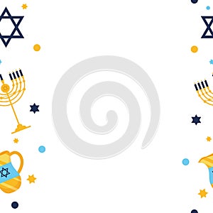 hanukkah frame with menorah and david stars photo