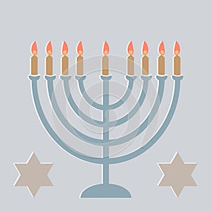 Hanukkah Greeting Card With Lamp And A Six-Pointed Star