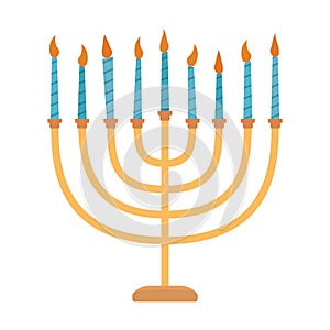 Hanukkah holiday Menora flat design icon