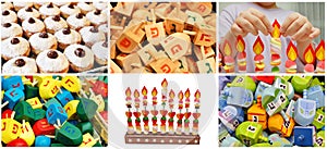 Hanukkah jewish collage made from six images photo
