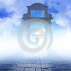 A Hanukkah Menorah on art background