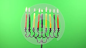 Hanukkah menorah candles greenscreen