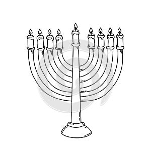 Hanukkah menorah, or hanukkiah. Symbol of the Jewish holiday Hanukkah.