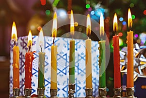 Hanukkah menorah symbol of Judaism traditional holiday