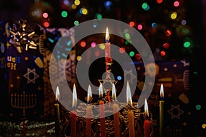 Hanukkah menorah symbol of Judaism traditional holiday