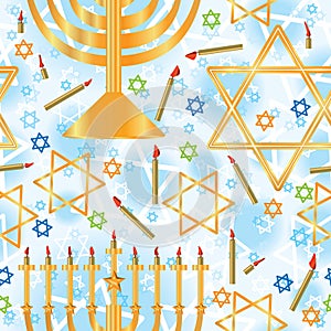 Hanukkah Star Light Seamless Pattern_eps photo