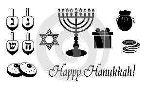 Hanukkah symbols set