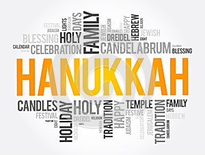 Hanukkah word cloud collage, holiday concept