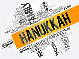 Hanukkah word cloud collage, holiday concept background
