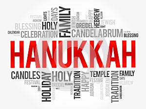 Hanukkah word cloud collage, holiday concept background