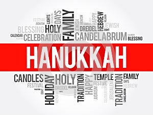 Hanukkah word cloud collage, holiday concept background