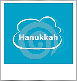 Hanukkah word holiday concept, photo frame isolated on white