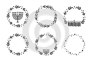 Hanukkah wreath with menorah vector illustration