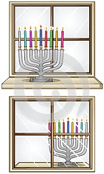 Hanukkiah On A Window