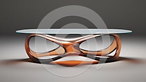 Hanya Table: Modern Coffee Table In Orange And Brown With Fluid Sculptural Design