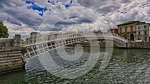 HaPenny bridge on the river Liffey Dublin  Ireland