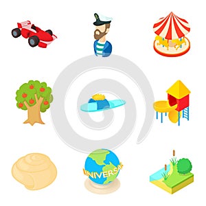 Happiest period icons set, cartoon style photo