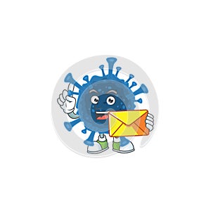 Happily coronavirus desease mascot design style with envelope